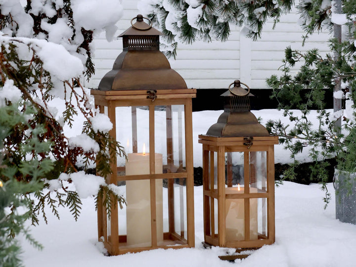 Wood and Brass Vintage Style Lantern