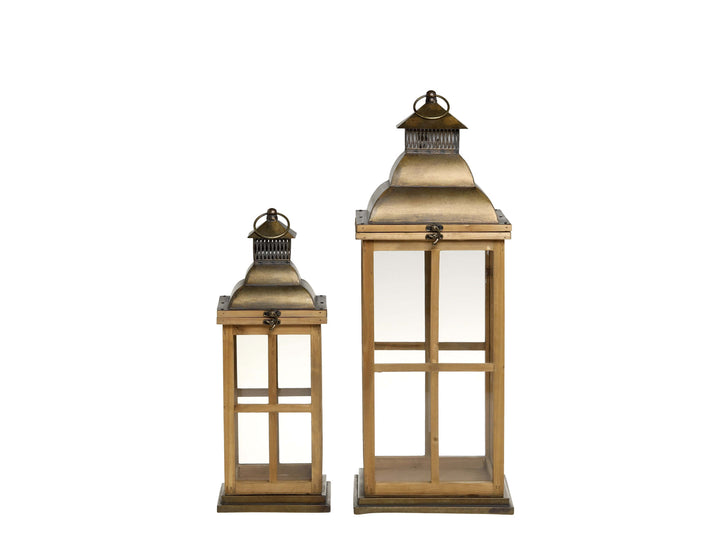 Wood and Brass Vintage Style Lantern