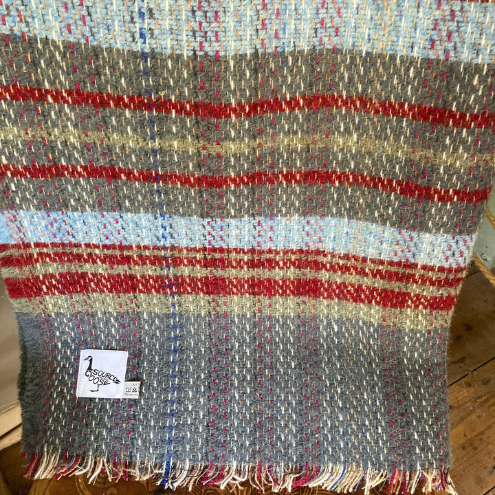 British made striped throw made from recycled wool for sale at Source for the Goose 