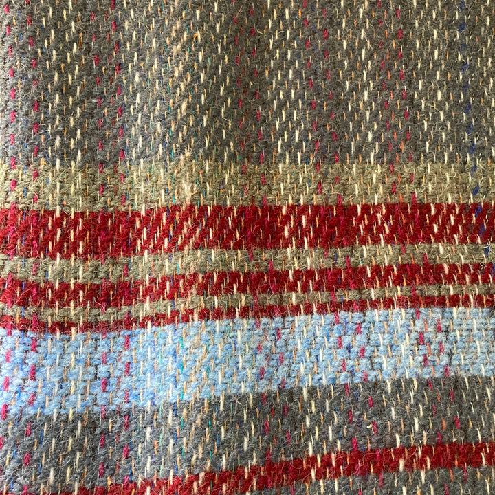 Blue Jay and Red Stripe Recycled Wool Blanket