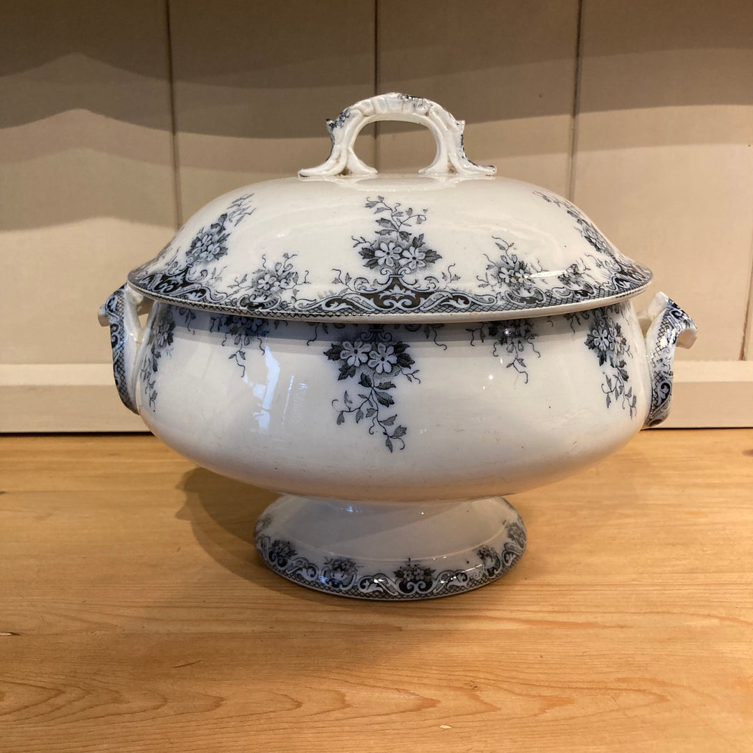 Antique Blue and White French Soupiere for sale at Source for the Goose, Devon
