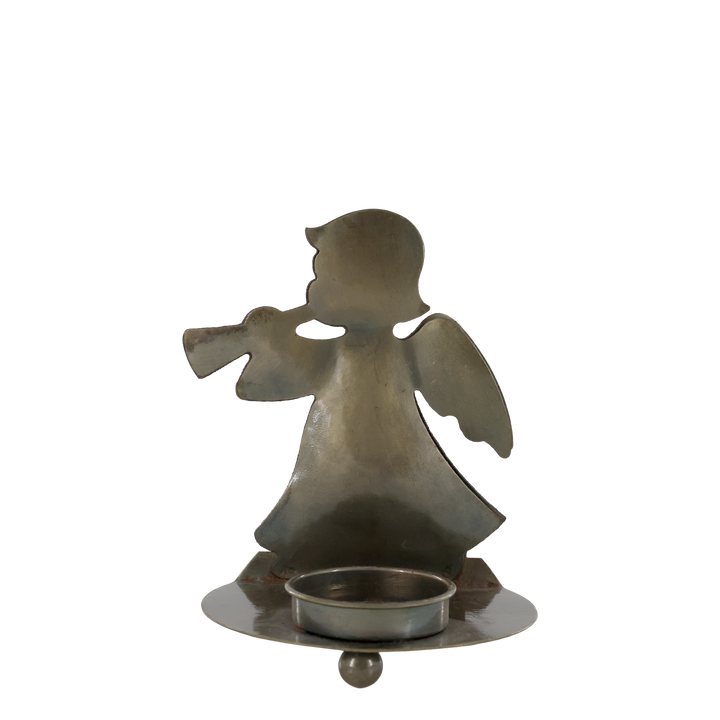 Brass Angel Tea Light Holder with faux brass finish adds holiday charm. Perfect Christmas decor from Source for the Goose, Devon.