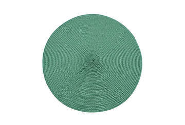 Woven Green Circular Placemat with Ribbed Pattern, available at Source for the Goose, Devon. Perfect for elegant table settings.