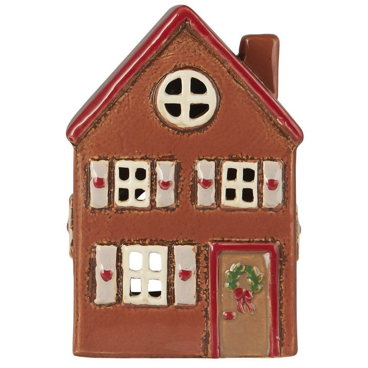 Festive Ceramic House Tea Light Holder for sale at Source for the Goose, Devon