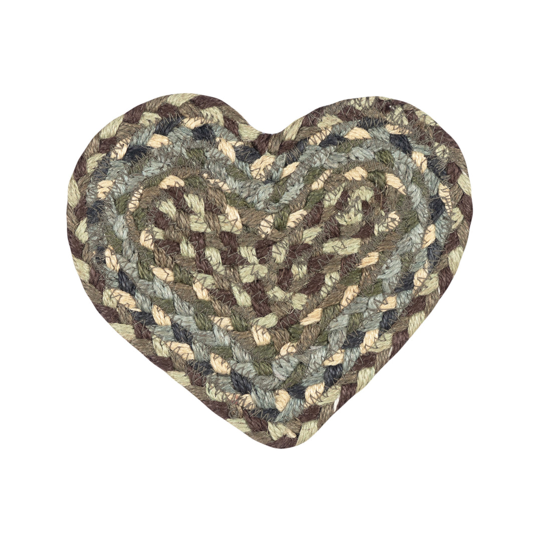 Heart Shaped Coaster in Hedgerow Green for sale at Source for the Goose, Devon