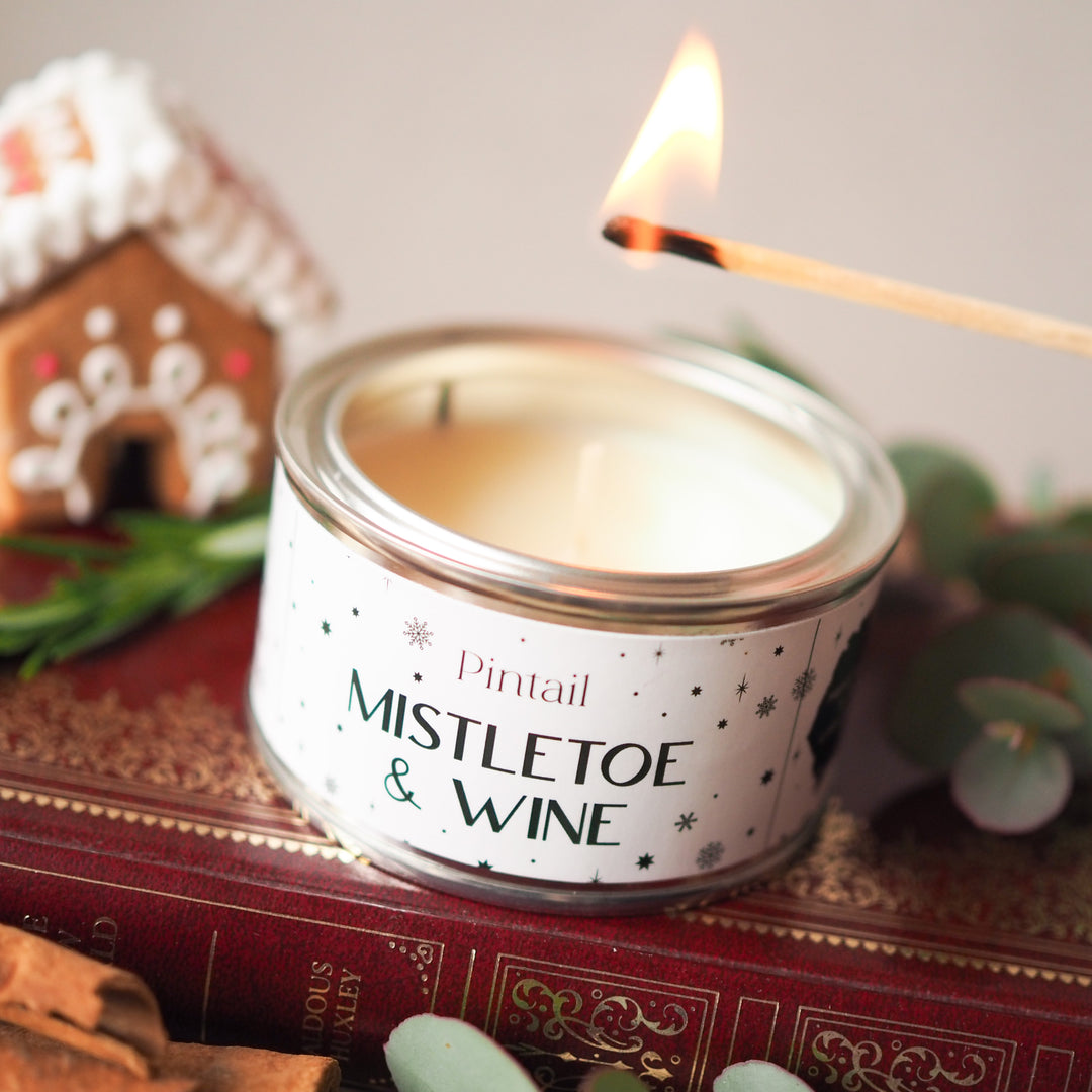 Mistletoe and Wine Paintpot Pintail Candle for sale at Source for the Goose 