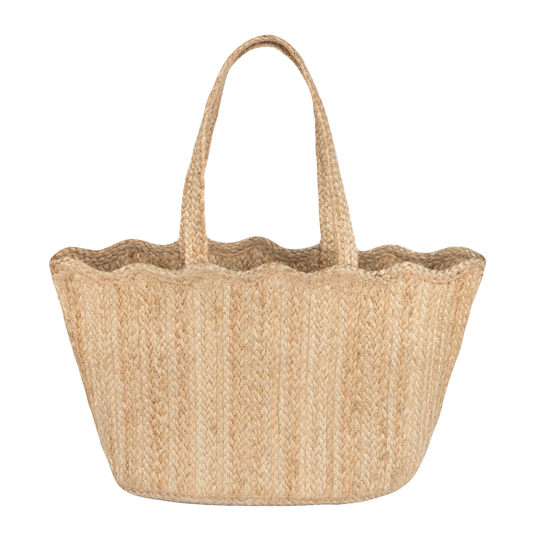 Jute Tote Bag with Scallop Edge - Natural for sale at Source for the Goose, Devon
