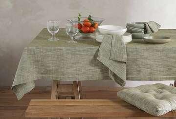 Chambray Olive Green Tablecloth 130 x 180cm for sale at Source for the Goose 