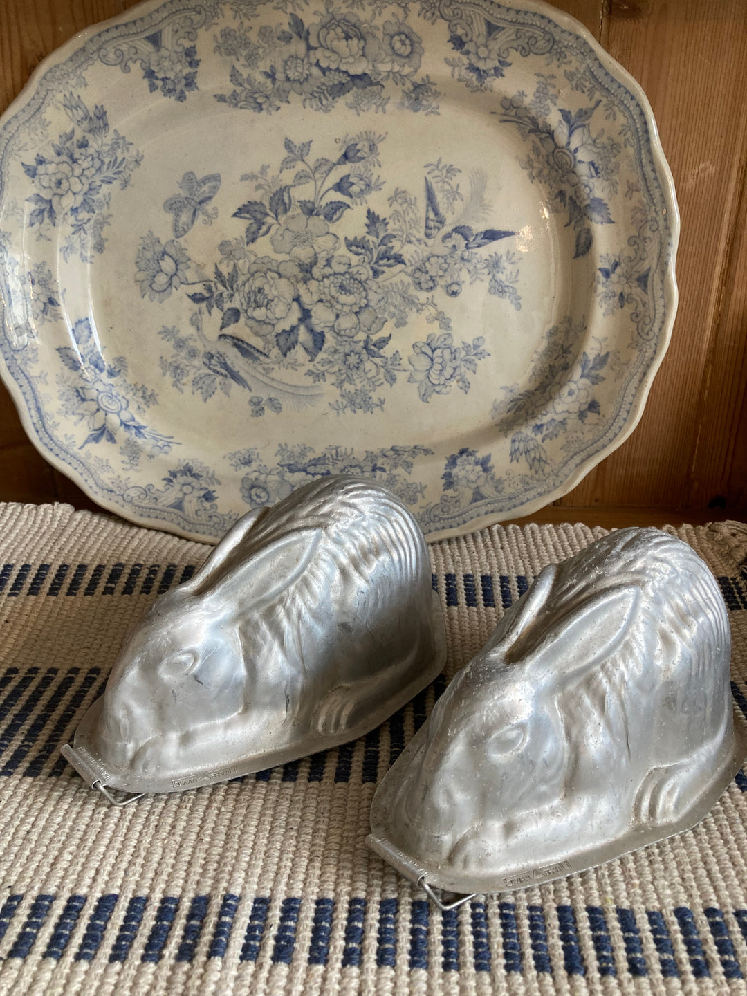 Pair of Swan Brand Rabbit Jelly Moulds for sale at Source for the Goose, Devon