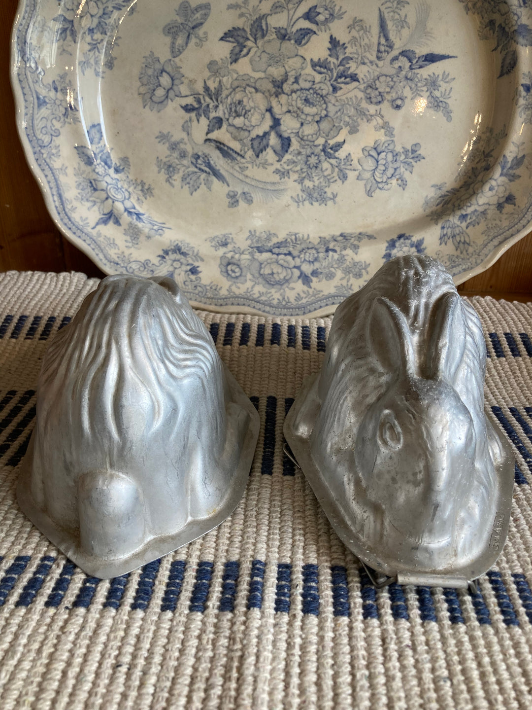 Pair of swan brand  1940s rabbit jelly moulds