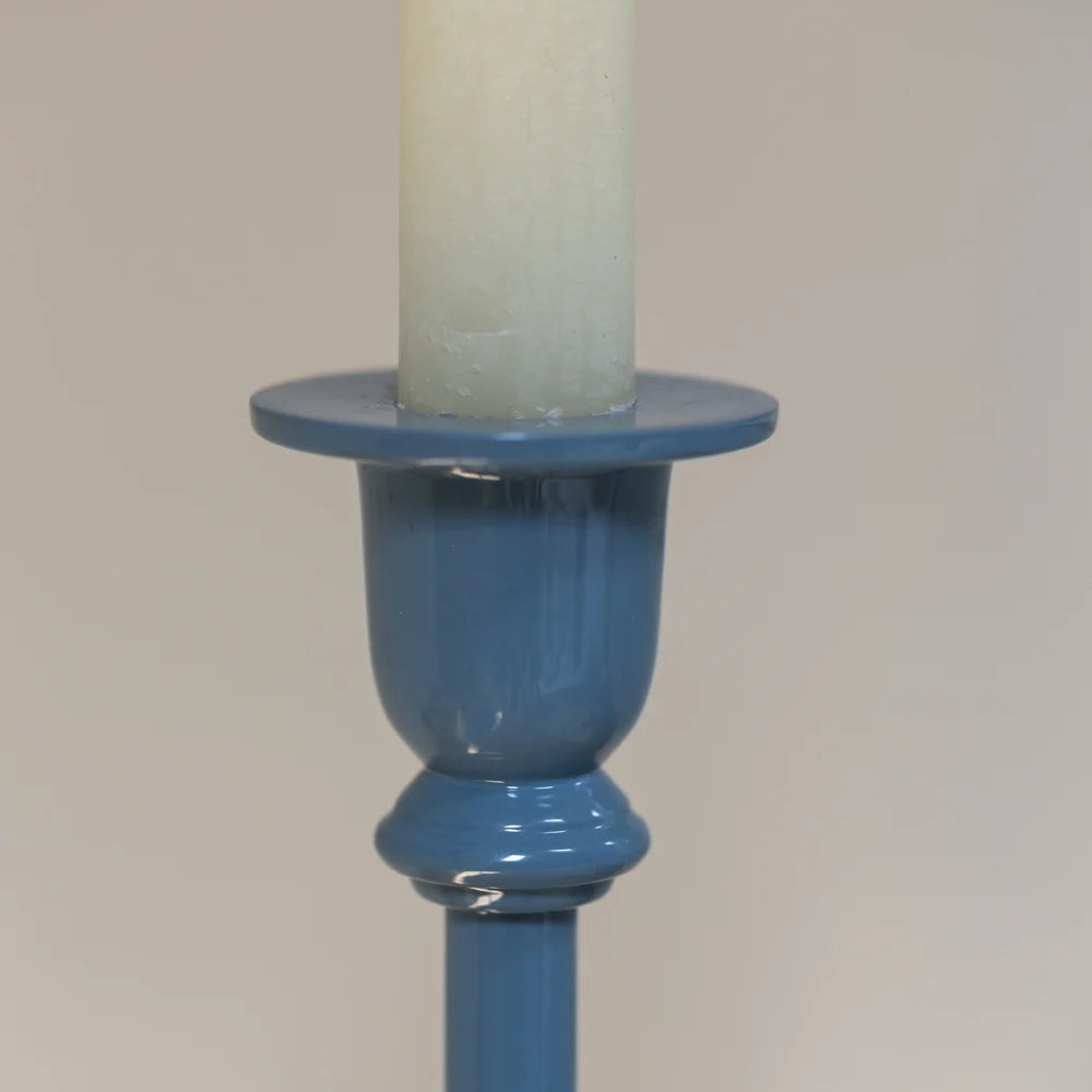 Rosa Blue Enamel Candlestick