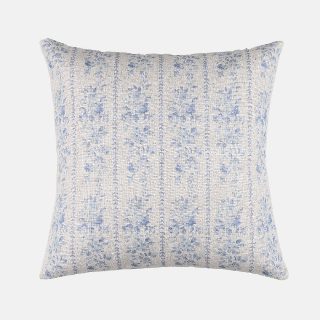 Rosie Floral Stripe Cushion in Blue by Biggie Best