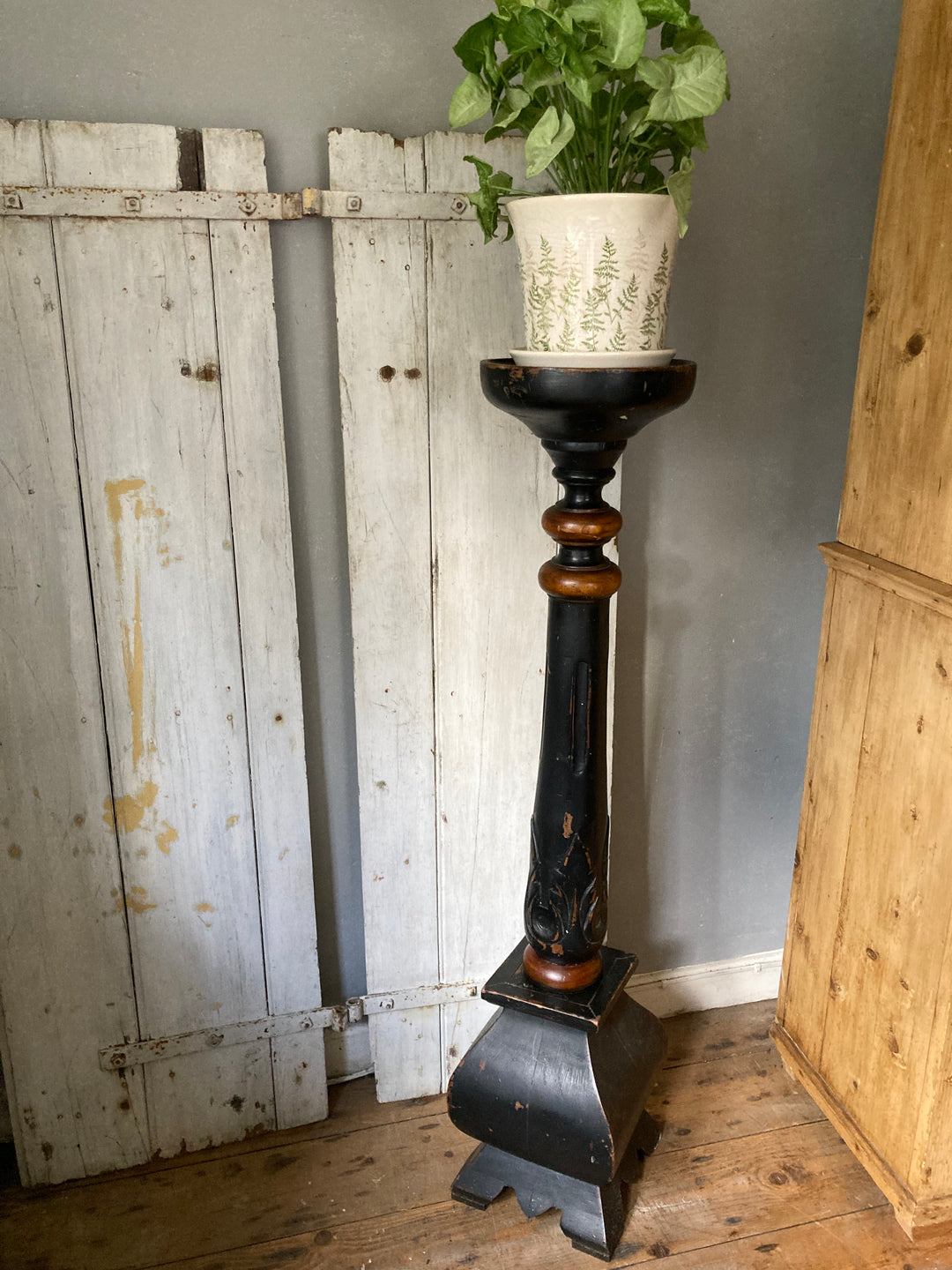 Carved Torchere Plant Stand for sale at Source for the Goose 