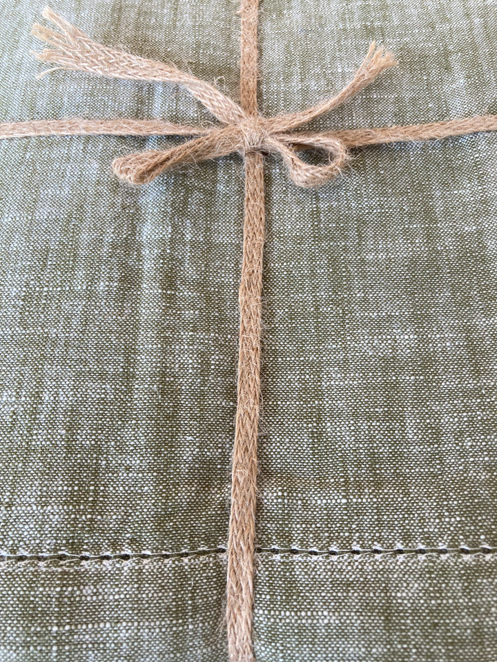 Olive green cotton tablecloth by Waltons of Yorkshire