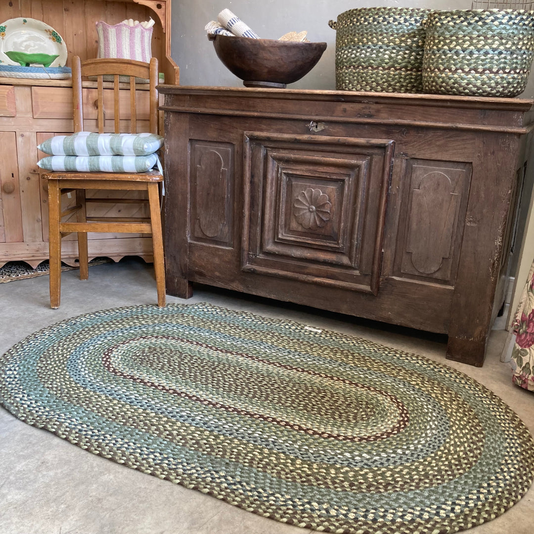 oval shaped braided rug in Hedgerow
