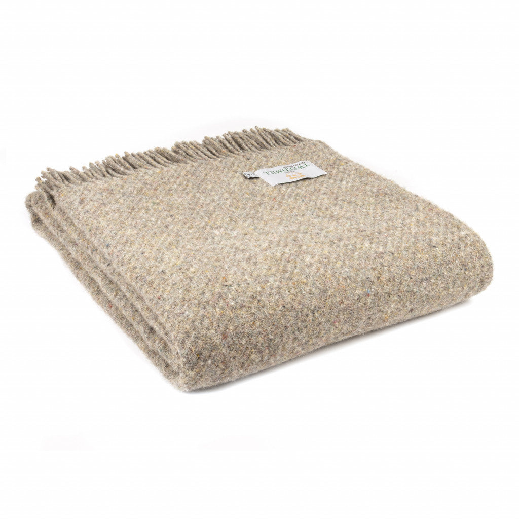 Diagonal Stripe Recycled Wool Throw in Almond by Source for the Goose, Devon - woven in UK by Tweedmill, perfect for any season.