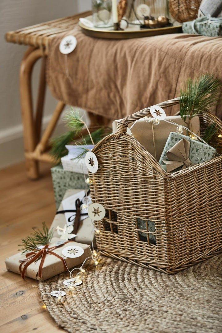 house shaped basket with carrying handle