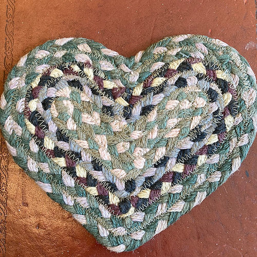 Heart Shaped Jute Coaster in Tundra from The Braided Rug Company