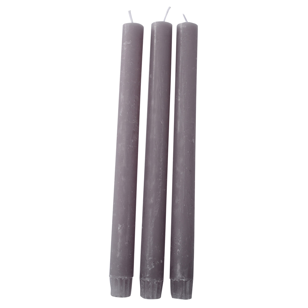 Set of Three rustic light grey dinner candles