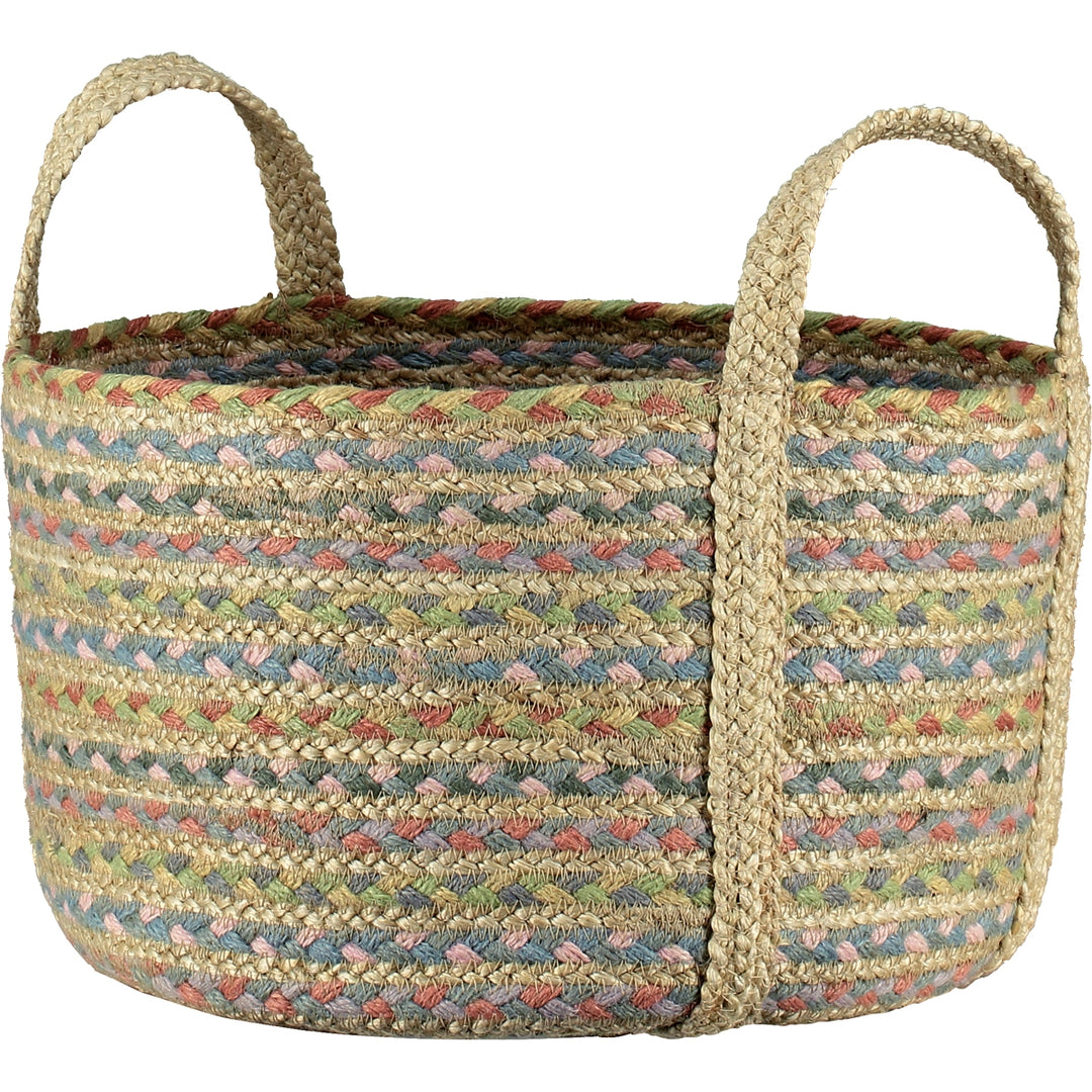 Pastel Fairisle Jute Basket by The Braided Rug Company