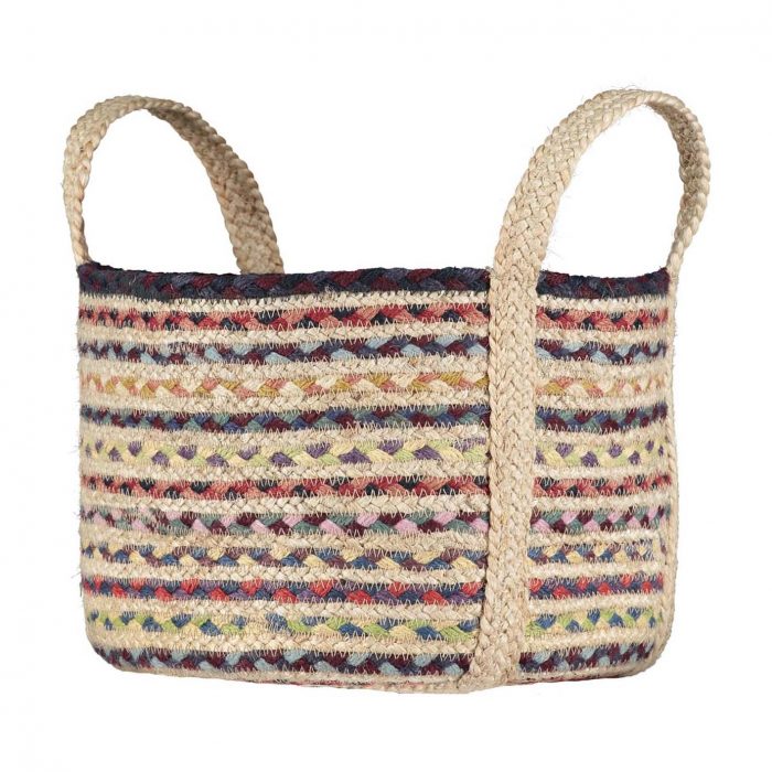 Fairisle Jute BASket with Handles from The Braided Rug Company