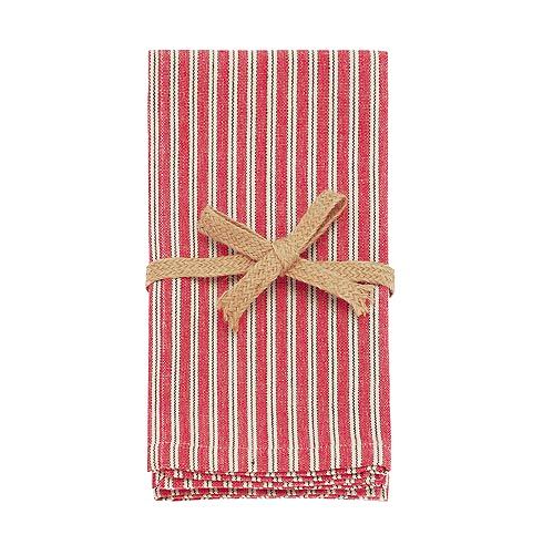 set of four napkins in dorset red ticking for sale at Source for the Goose, Devon, UK