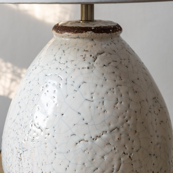 grand illusions prima lamp with crackle glaze stoneware base