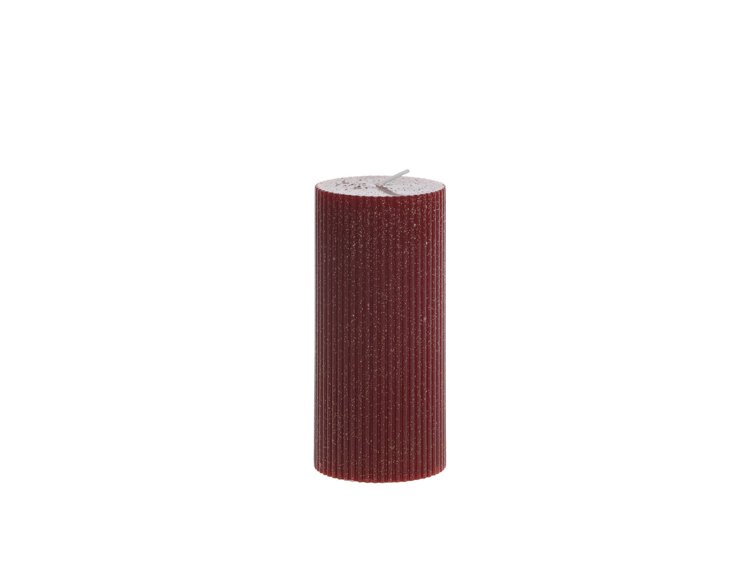 Antique Cherry Red  Pillar Candle With Grooves for sale at Source for the Goose, Devon