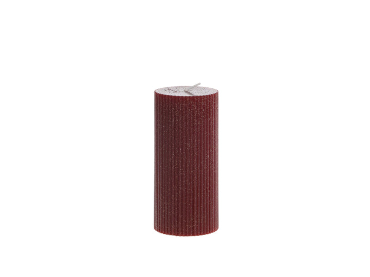 Antique Cherry Red  Pillar Candle With Grooves for sale at Source for the Goose, Devon