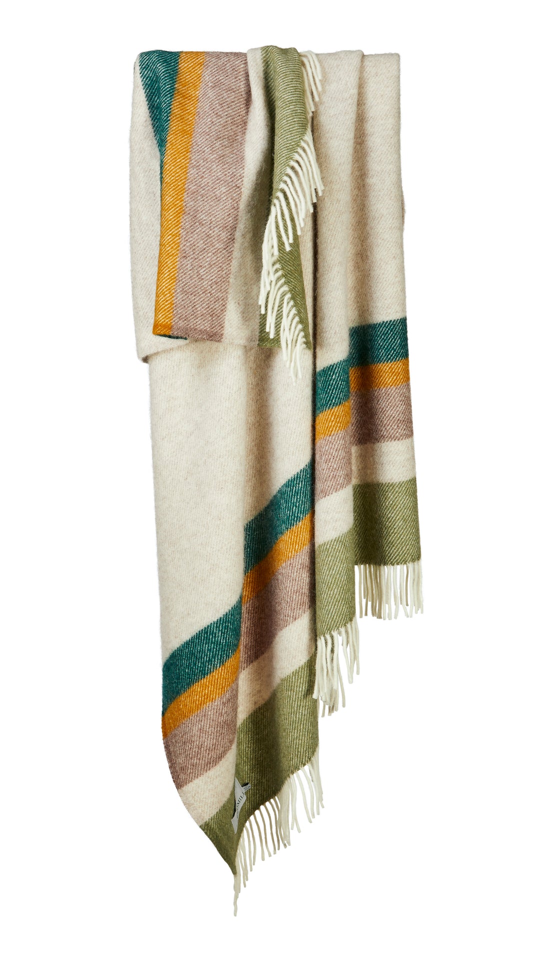 neutral blanket with earthy toned stripes