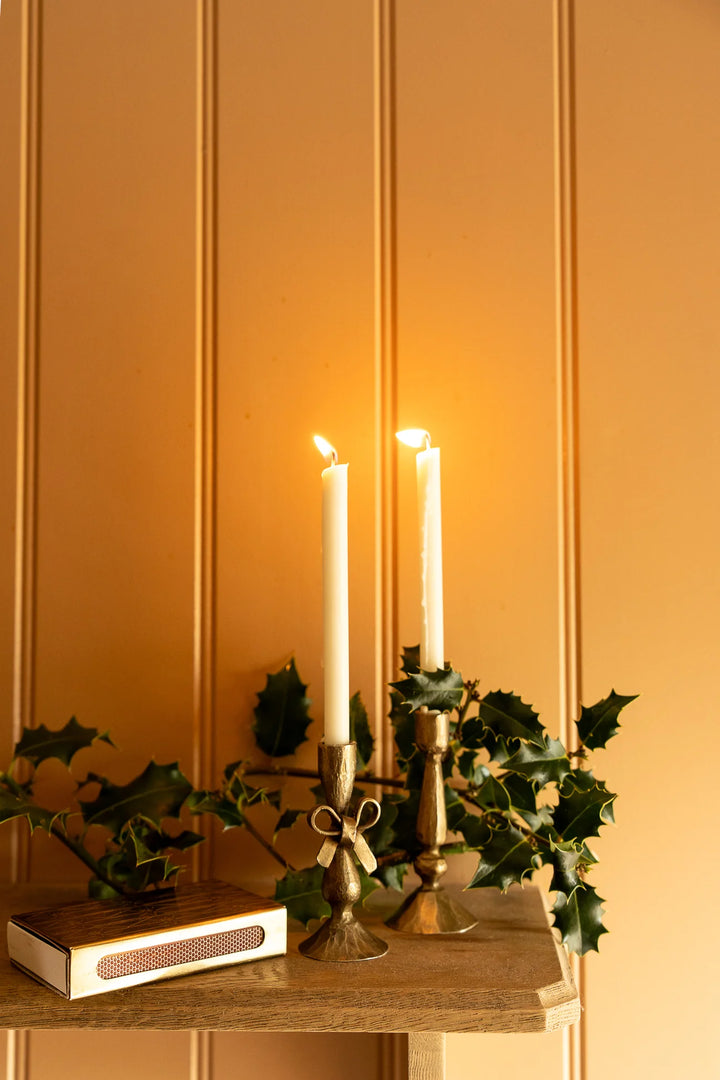 Antique Brass Finish Bow Candle Holder with 6 Candles