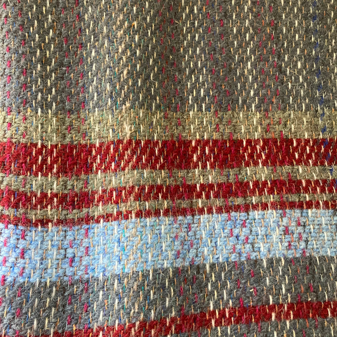 Blue Jay and Red Stripe Recycled Wool Blanket