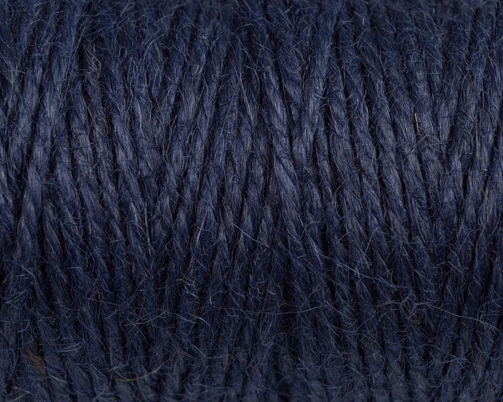 Nutscene Jute Twine on Hanging Recycled Lancashire Mill Bobbin close-up of navy twine