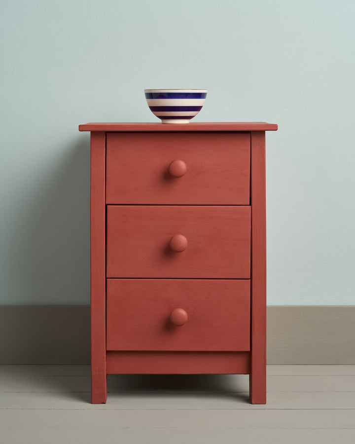 side table painted in Annie Sloan Paprika Red