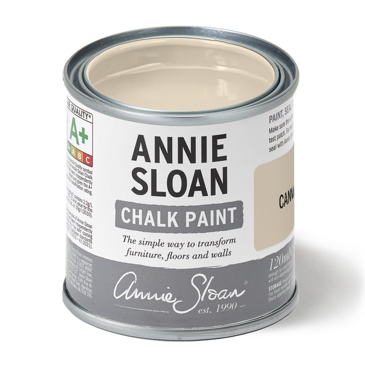 Open tin of Canvas chalk paint at Source for the Goose, Devon