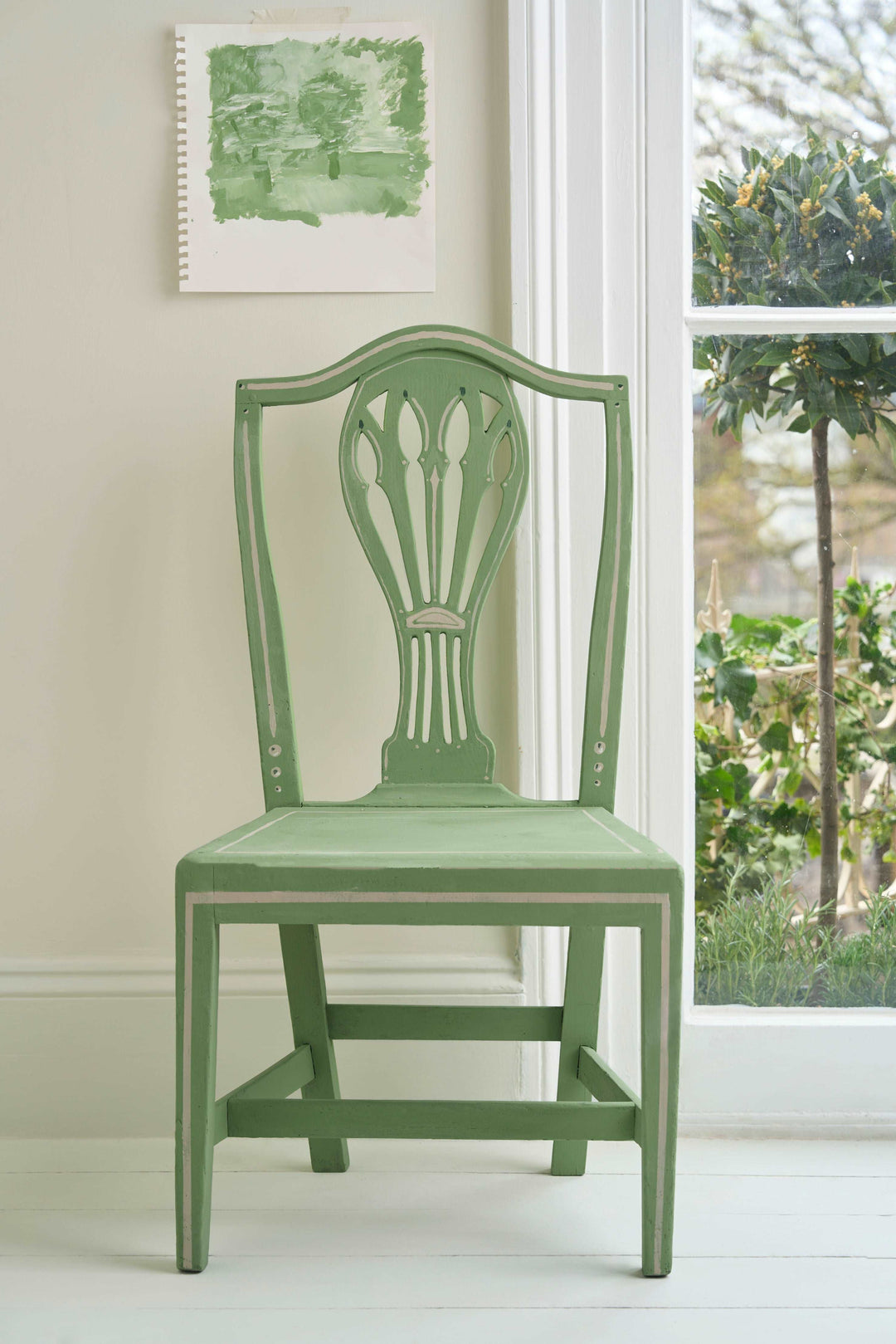 Chair painted in  Capability Green Chalk Paint