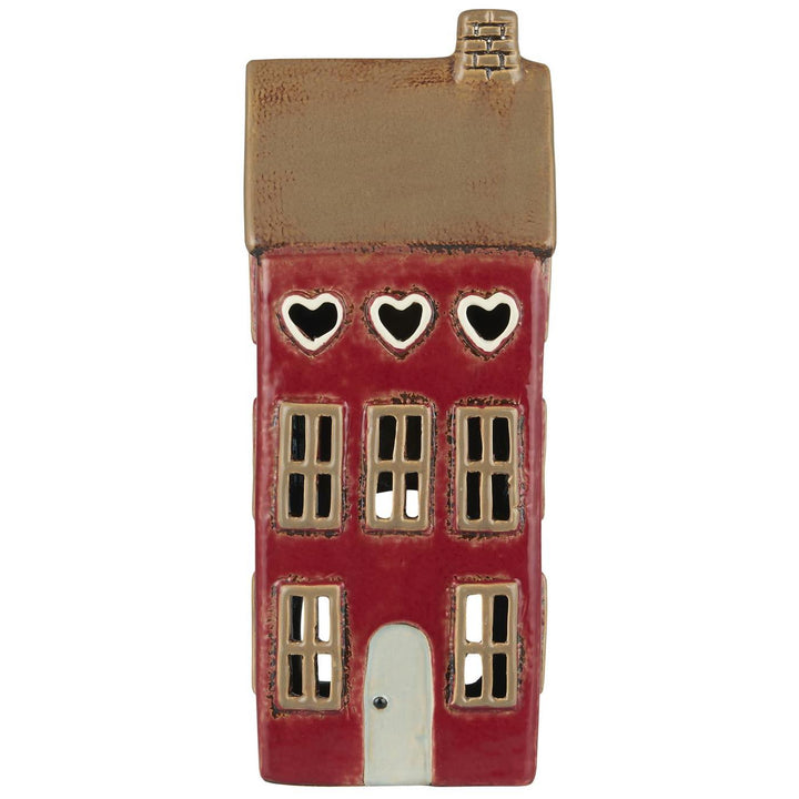 Ceramic House Tea Light Holder with Three Hearts for sale at Source for the Goose 