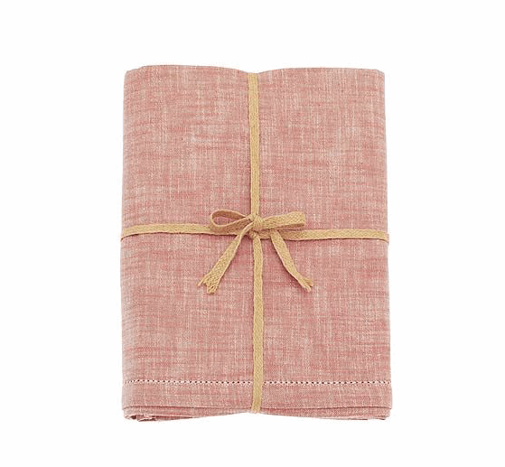 cotton tablecloth in terracotta blush pink at Source for the Goose, Devon, UK