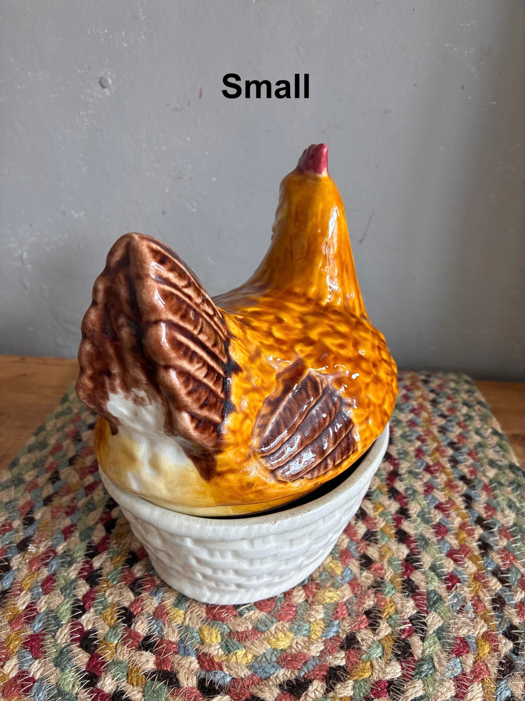 Chicken Egg Holder - Portugese Ceramic small decorative ceramic chicken egg holder in warm colors