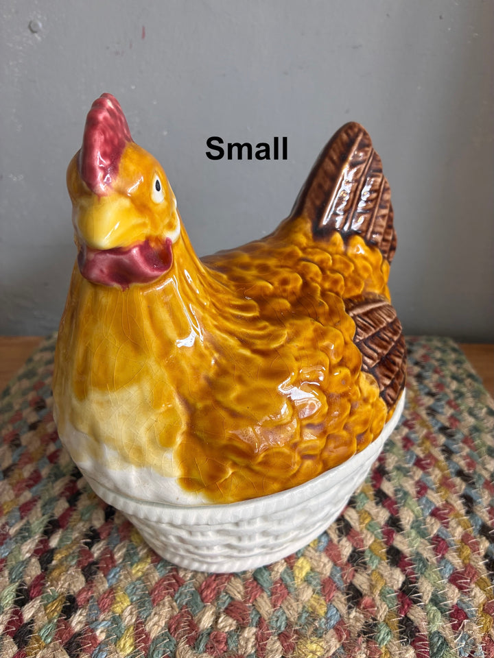Chicken Egg Holder - Portugese Ceramic in small size, colorful hand-crafted chicken design, perfect for kitchen decor.