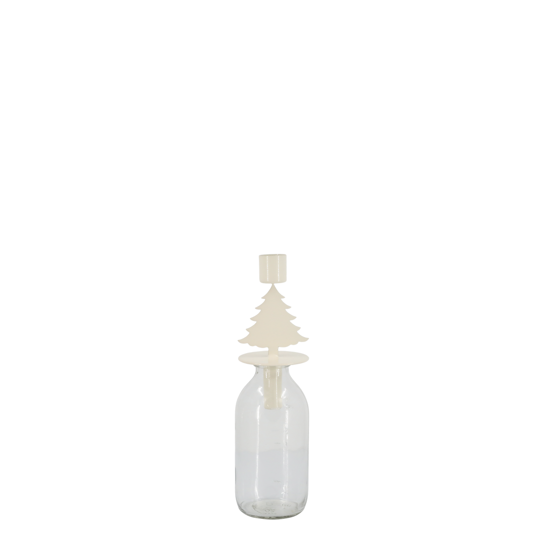 Christmas Tree Design Bottle Candle Holder by Source for the Goose, Devon, perfect for festive tabletop decor.