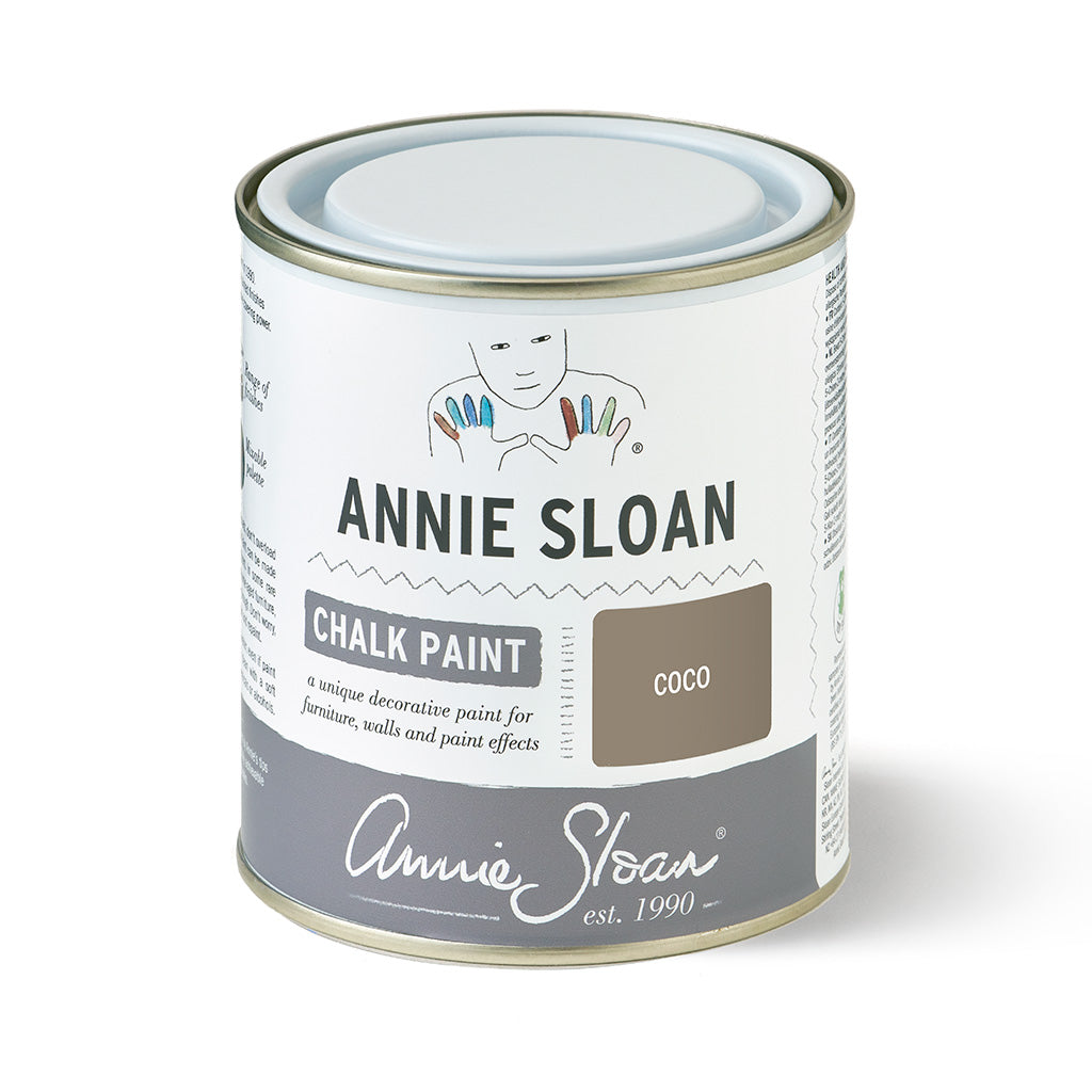 500ml Coco Chalk Paint by Annie Sloan in a tin can, ideal for softening pink room accents and adding dimension.