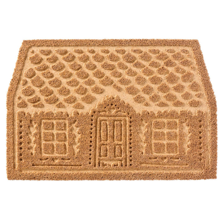 Cosy Cottage Design Jute Doormat with a charming house motif for rustic home entrances, by Source for the Goose Devon.