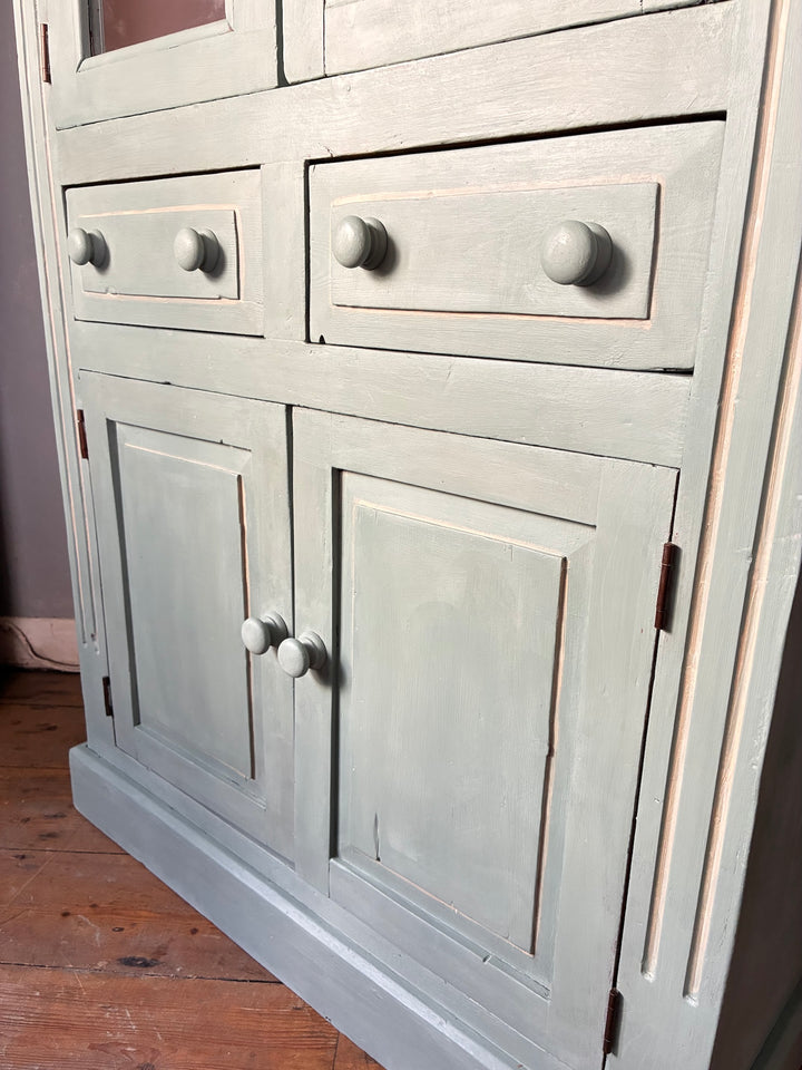 Duck Egg Blue Glazed Kitchen Dresser with rustic design and charming detail in soft blue finish.