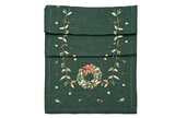 Embroidered Christmas Wreath Table Runner featuring a green fabric and intricate wreath design by Source for the Goose, Devon.