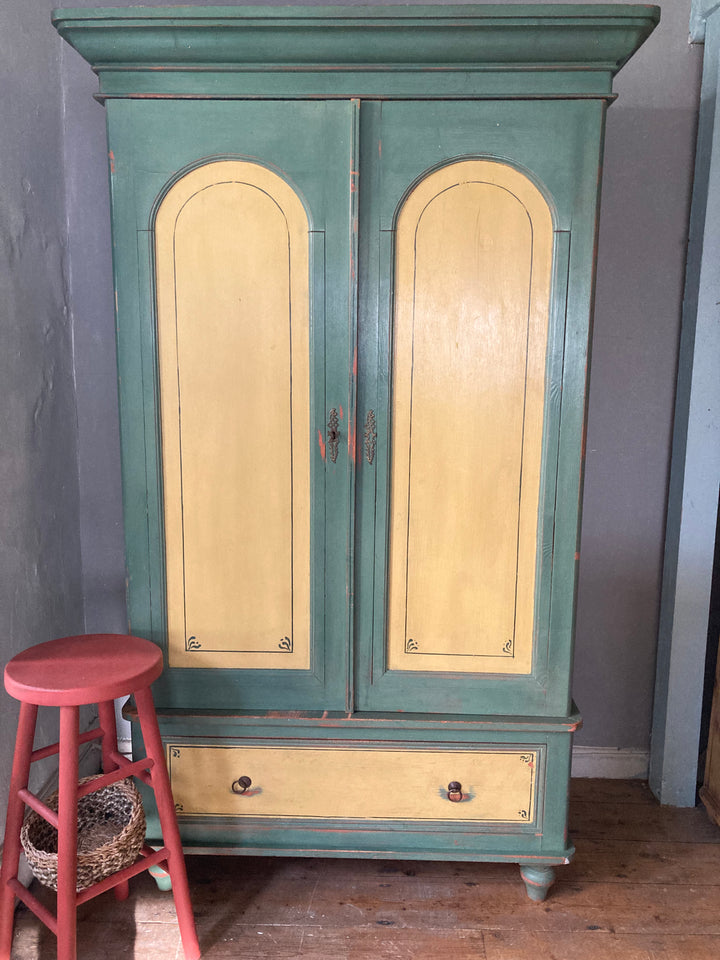 European Painted Pine Wardrobe for sale at Source for the Goose, Devon