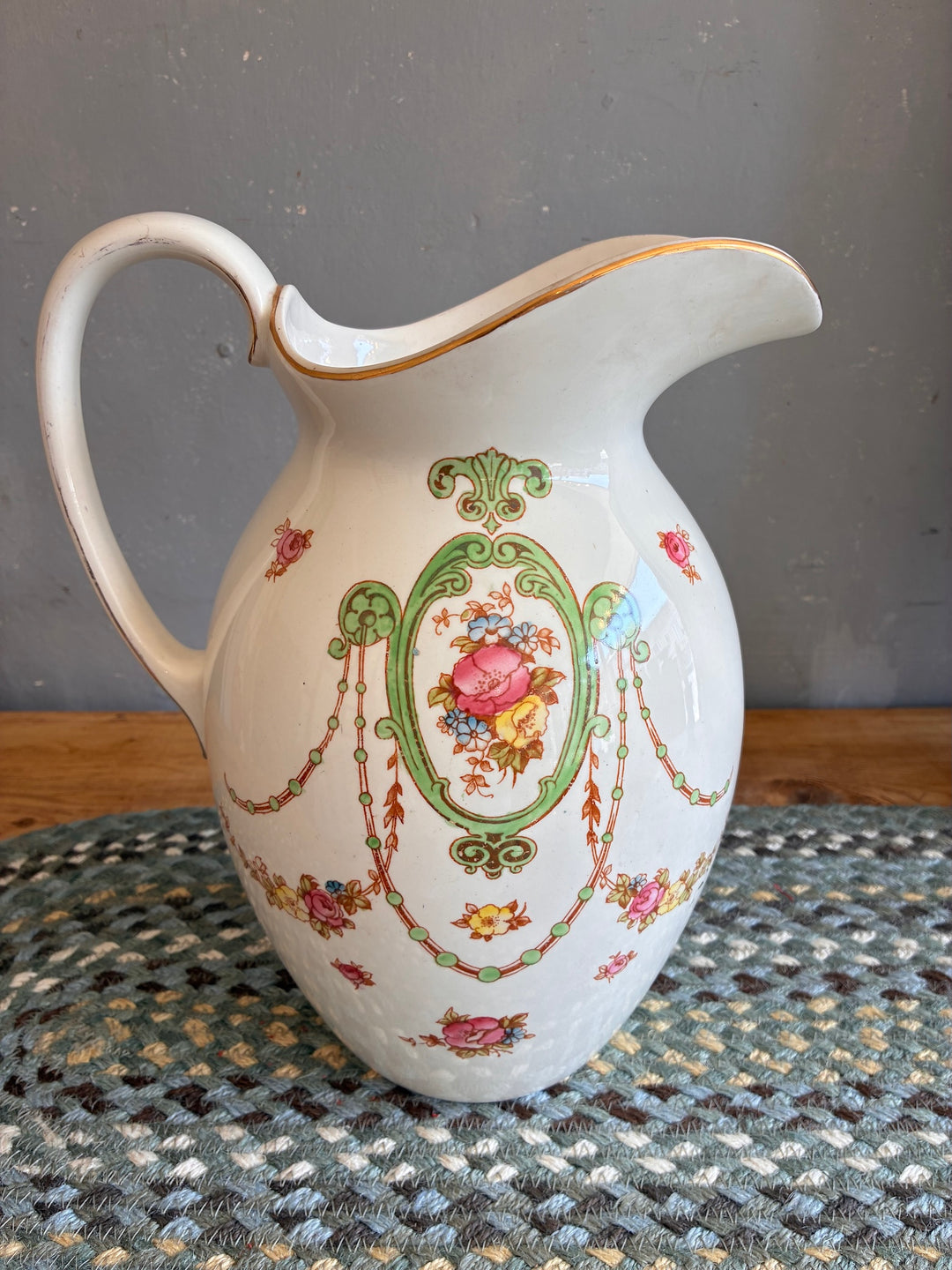 Pretty Floral Victorian Water Jug - Fielding's Devonware showcasing vintage elegance and floral design.