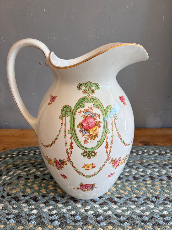 Pretty Floral Victorian Water Jug - Fielding's Devonware showcasing vintage elegance and floral design.