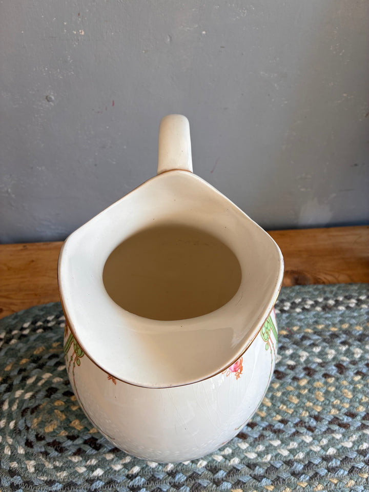 Pretty Floral Victorian Water Jug - Fielding's Devonware from above showcasing its elegant design.