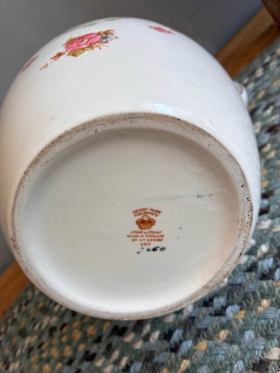 Pretty Floral Victorian Water Jug - Fielding's Devonware base with vintage markings and floral design